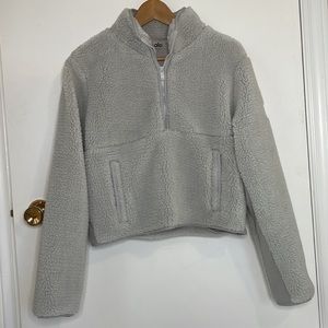 ALO Yoga Light Gray Sherpa Turtleneck Sweater